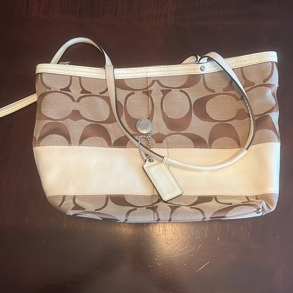 Coach beige and brown bag